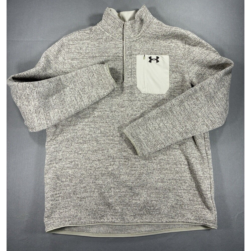 Under Armour Men’s XL Gray Fleece Snap Pullover Quarter Zip Jacket